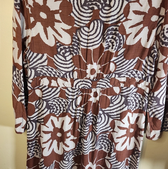 Boden Retro Flower Print Mini Dress Women US 10 Lightweight Earthy 70s Mod - Picture 2 of 12